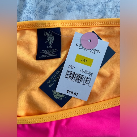 💖(2 for $15)💖 U.S. POLO ASSN. Pink & Orange Bikini Bottom - Picture 2 of 4